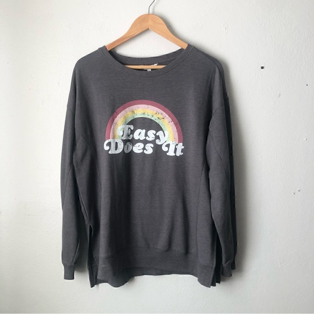 Wildfox NWT statement sweatshirt “Easy does it” rainbow size large